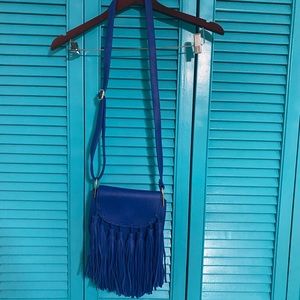 blue lulu’s fringe purse